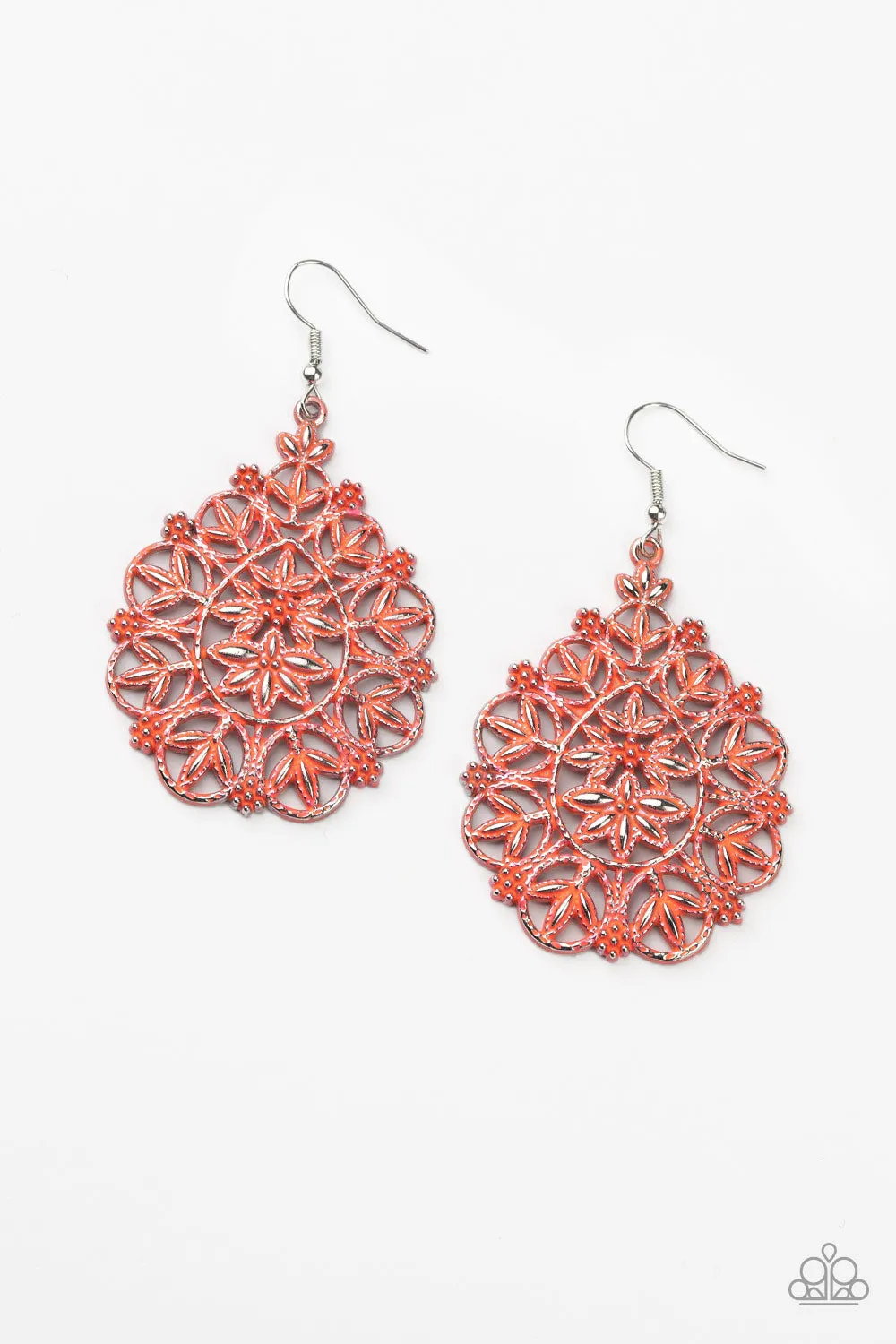 Paparazzi Floral Affair Earrings Orange