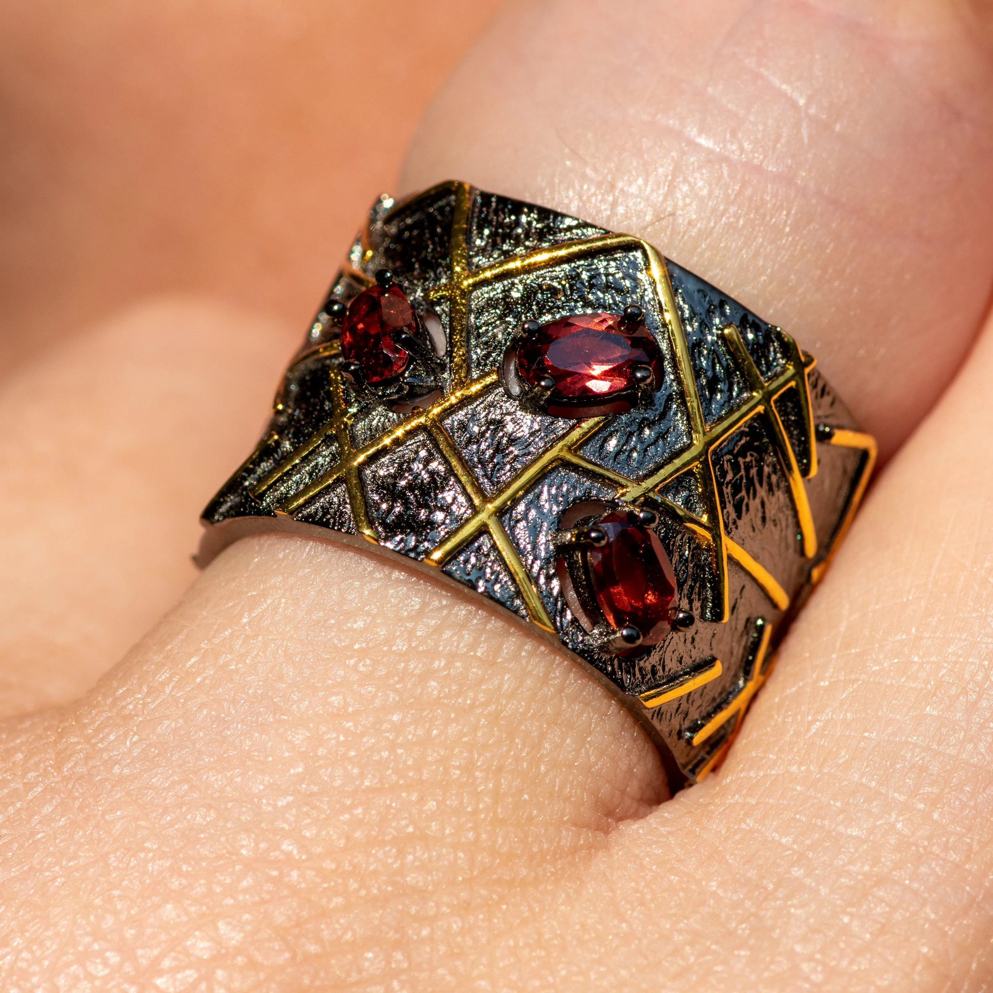 Paradox Garnet Ring in Sterling Silver