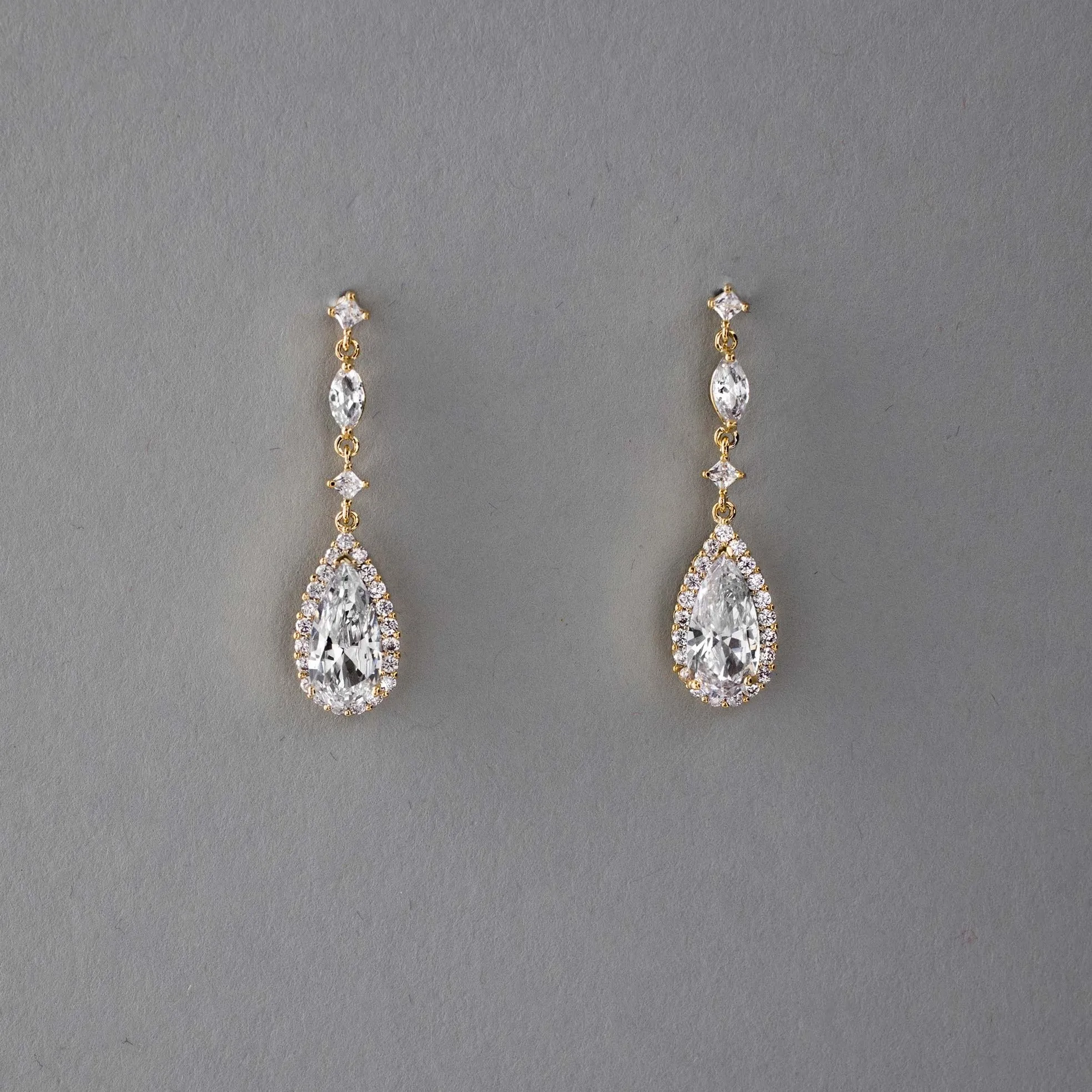 Pave Elongated Pear Drop CZ Earrings