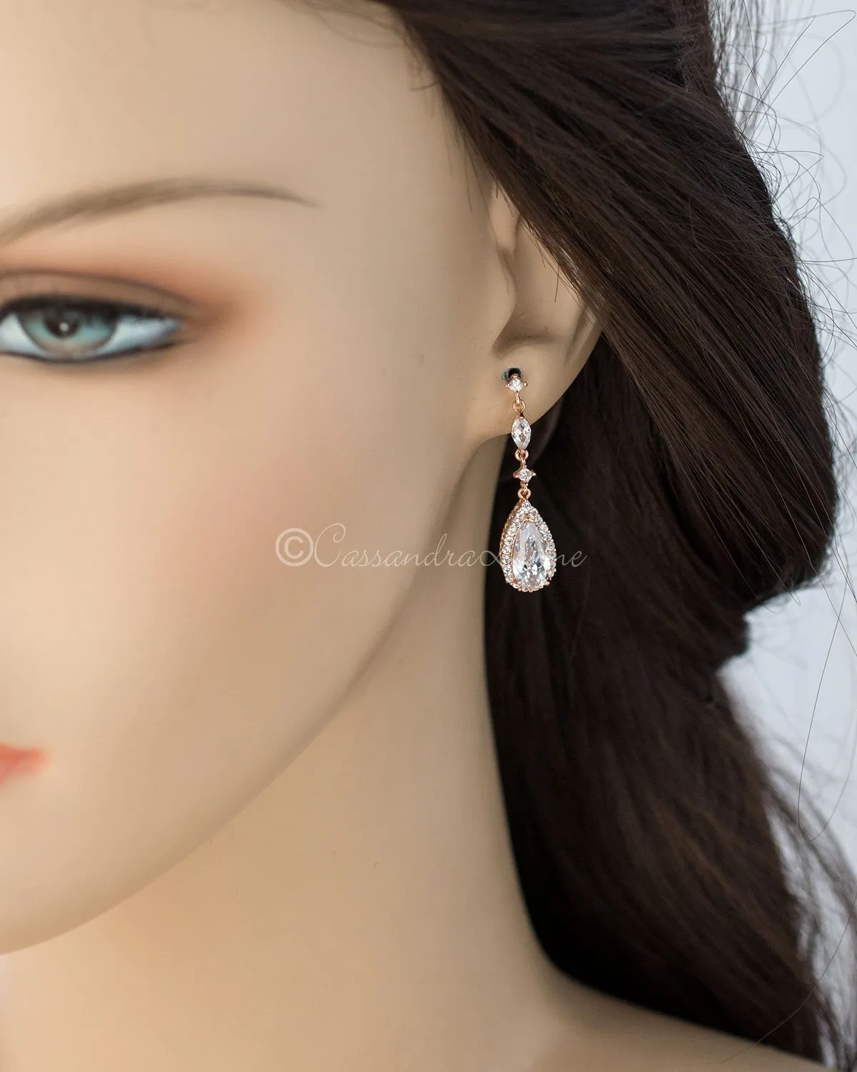 Pave Elongated Pear Drop CZ Earrings