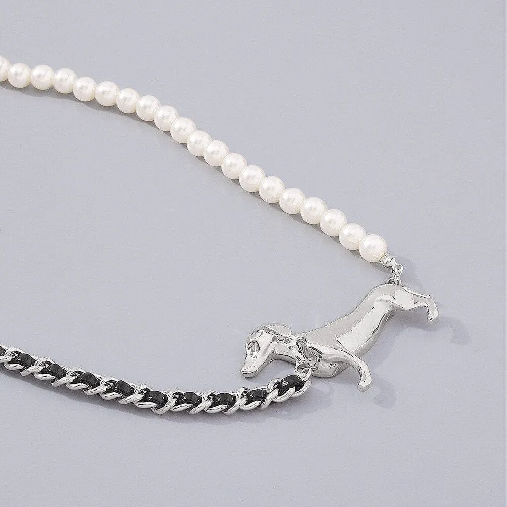 Pearl Dachshund Necklace