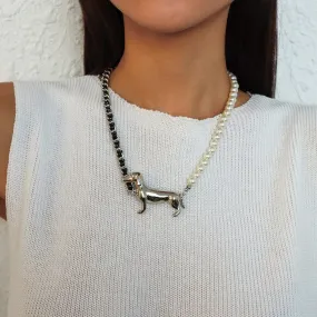 Pearl Dachshund Necklace