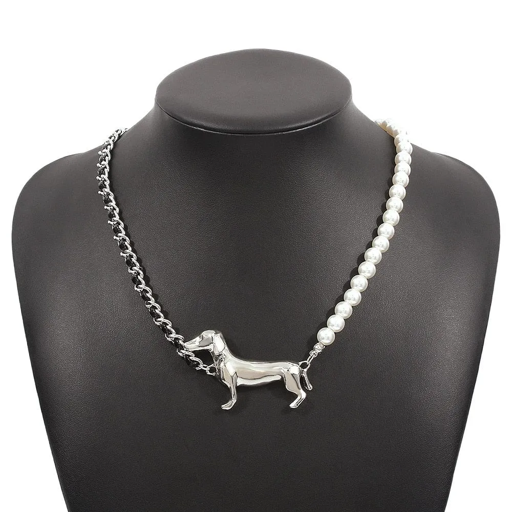 Pearl Dachshund Necklace