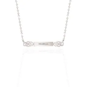 Personalised Name Bar Celtic Layered Necklace In Silver