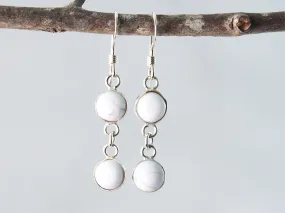 Petite Sterling Silver Two-Stone White Howlite Earrings - Spiritual Serenity