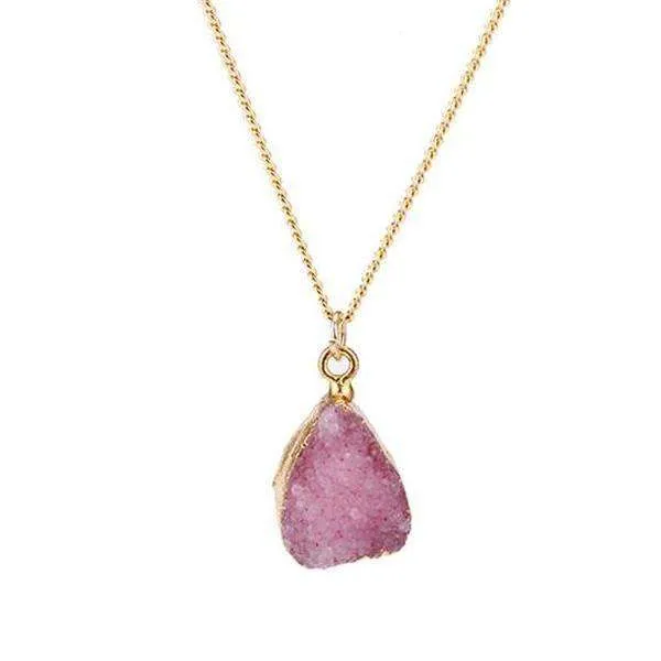 Pink Druzy Stone Necklace