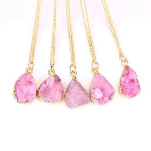 Pink Druzy Stone Necklace