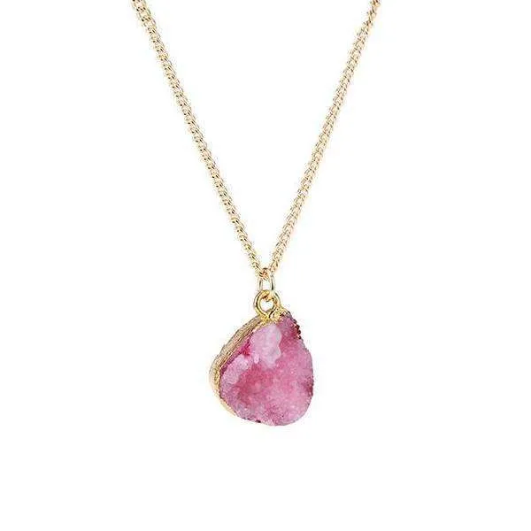 Pink Druzy Stone Necklace