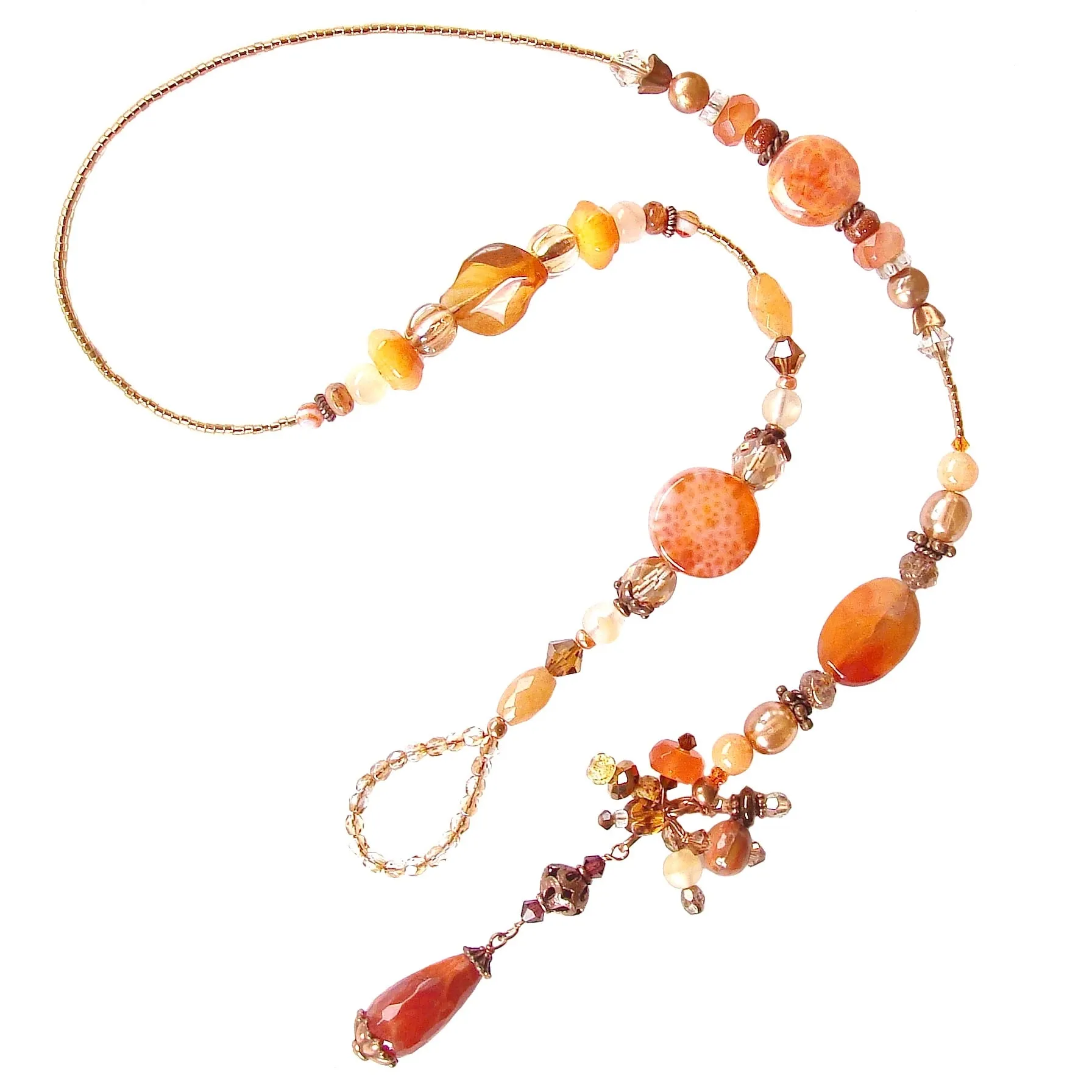 Pippa: Lariat Necklace with Orange Gemstones