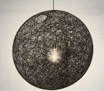 Placido Weaved Fiber Globe Pendant Light