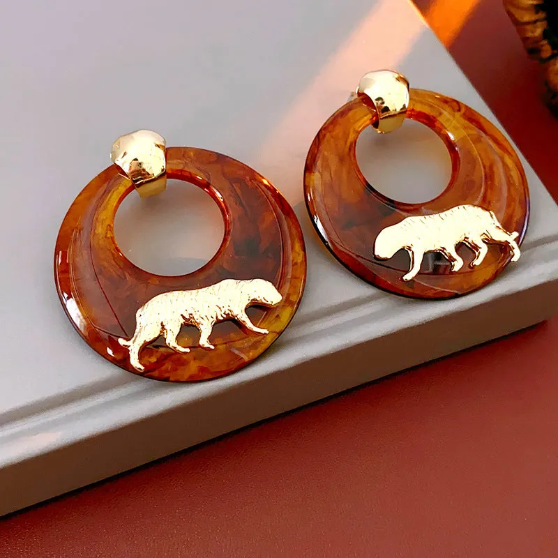 Pre Order:  Tiger Geometric Vintage Earrings