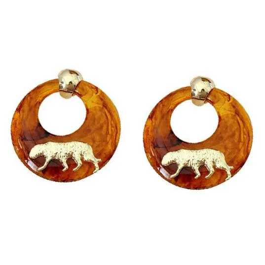 Pre Order:  Tiger Geometric Vintage Earrings