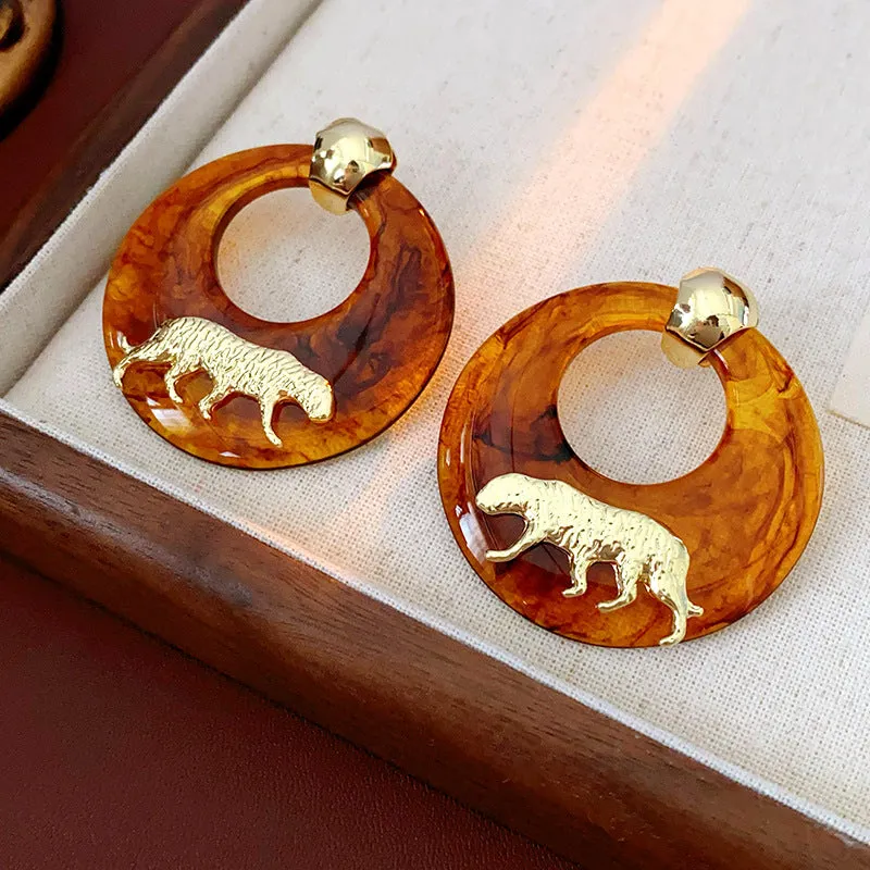 Pre Order:  Tiger Geometric Vintage Earrings