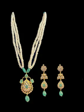 PS491  Jugni in freshwater pearls and emerald (READY TO SHIP )