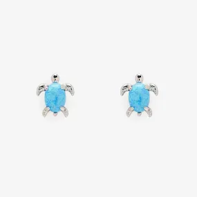 Pura Vida Earrings Opal Sea Turtle Silver One Size