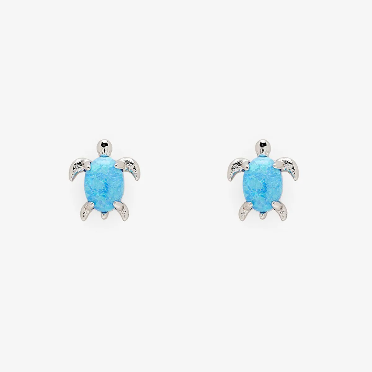 Pura Vida Earrings Opal Sea Turtle Silver One Size