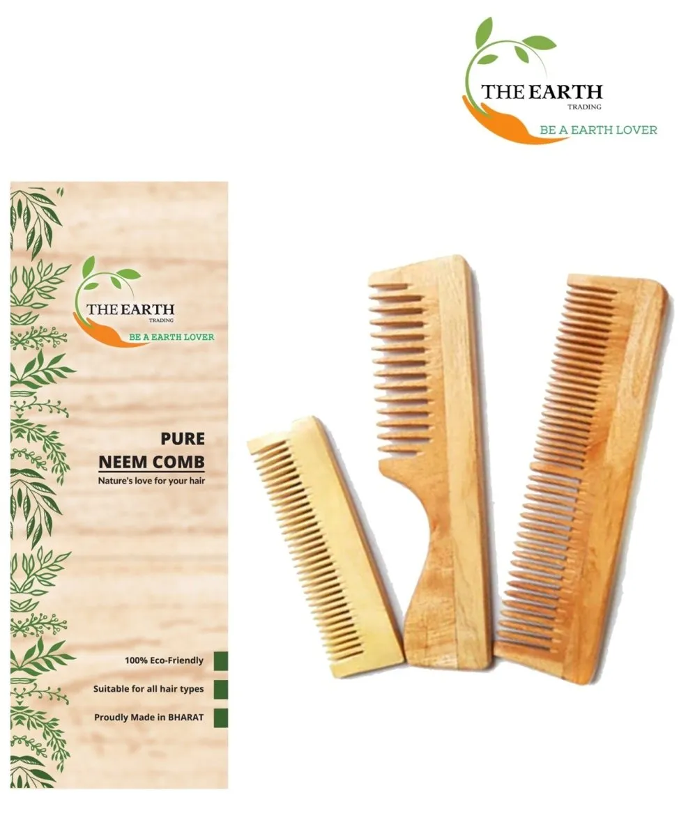 Pure Kacchi Neem Wood Comb Pack Combo -05 (Pack of 3)