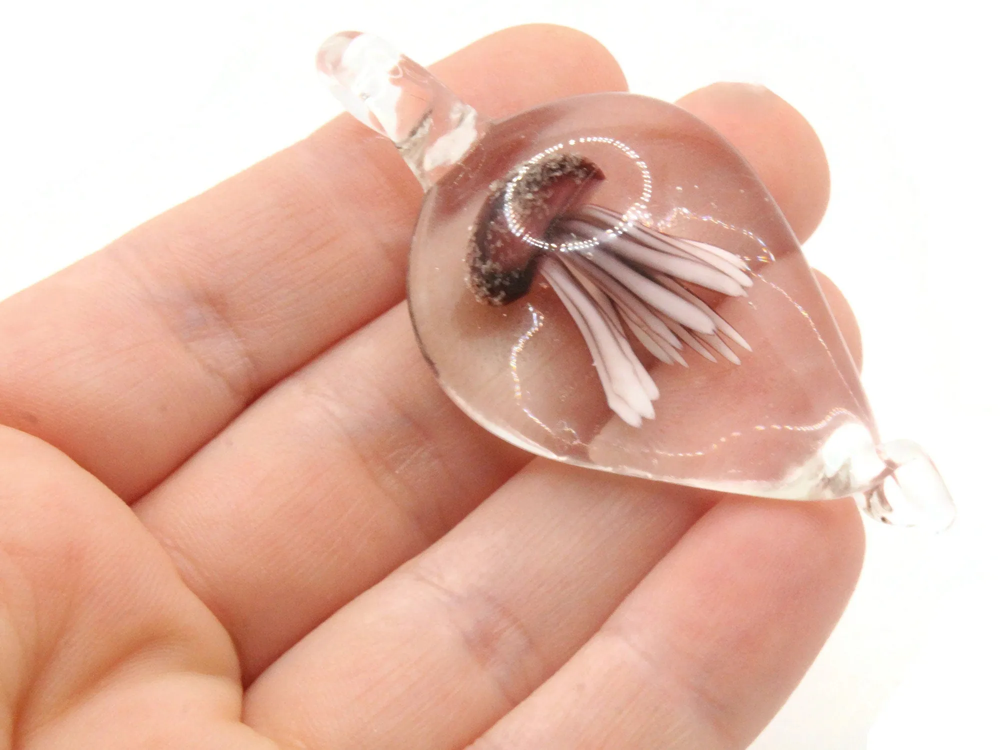 Purple Luminescent Jellyfish Glass Teardrop Pendant