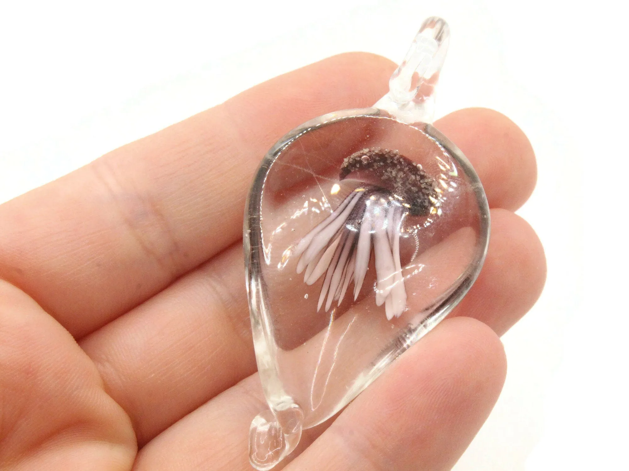 Purple Luminescent Jellyfish Glass Teardrop Pendant