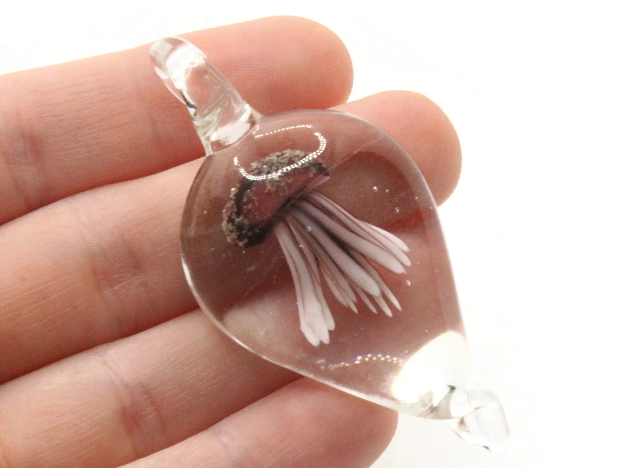 Purple Luminescent Jellyfish Glass Teardrop Pendant