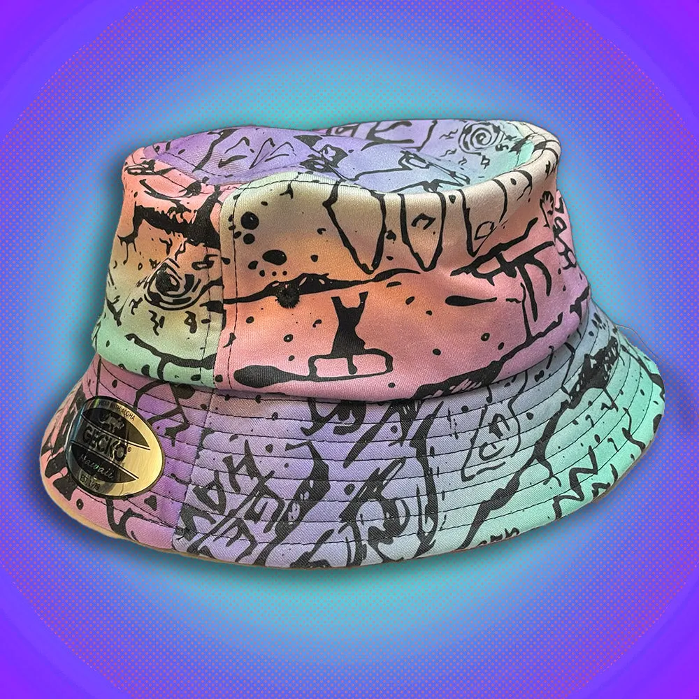 Purple/Mint Tie-Dye Wall Bucket Hat