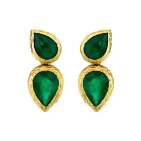 Queen Double Water Drop Emerald Pear Studs | Ready to Ship