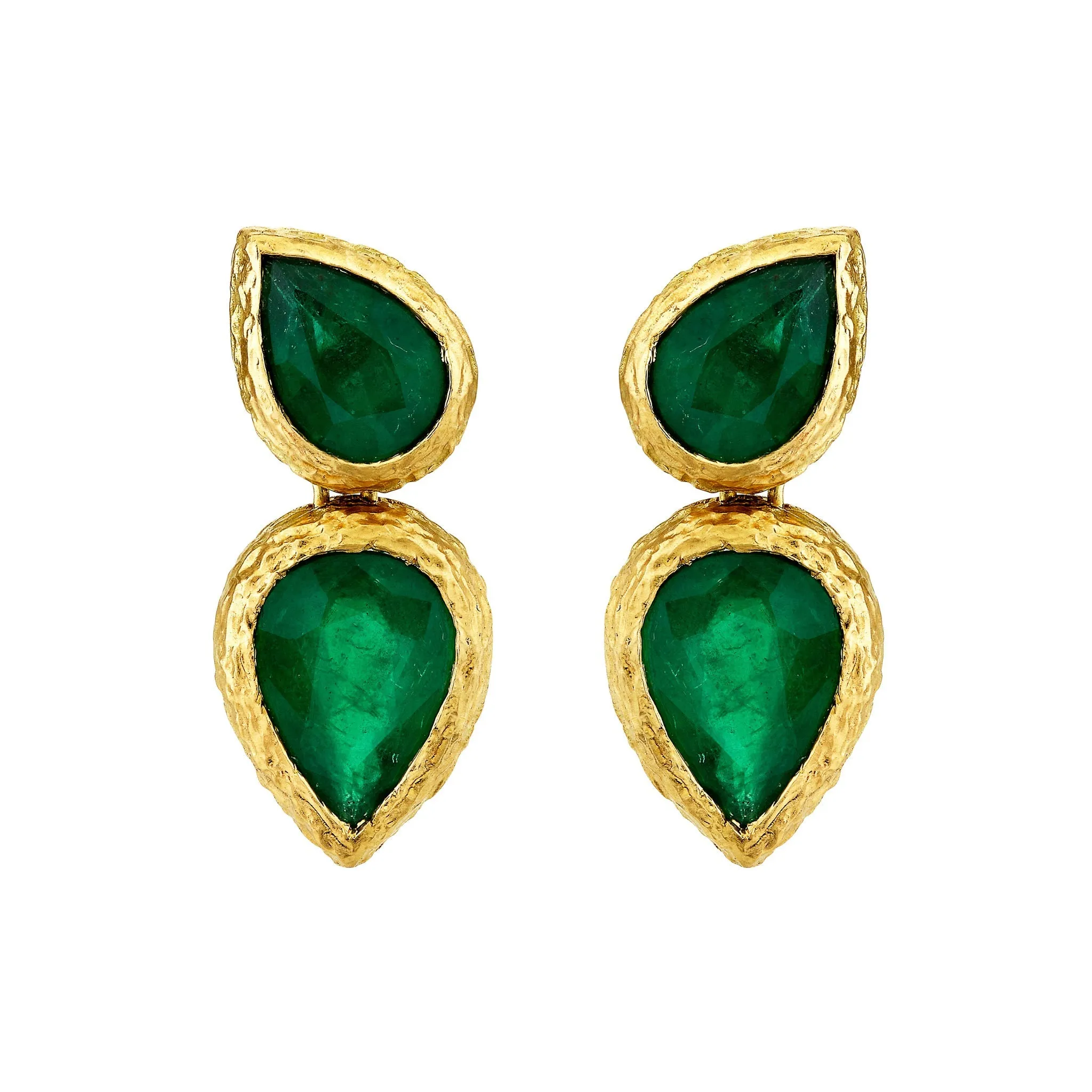 Queen Double Water Drop Emerald Pear Studs | Ready to Ship