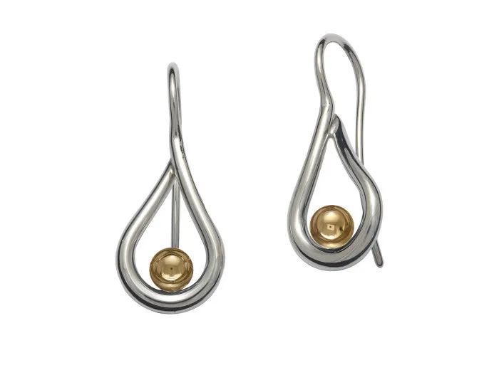 "Mana" Drop Sterling Silver Gold Ball Earrings