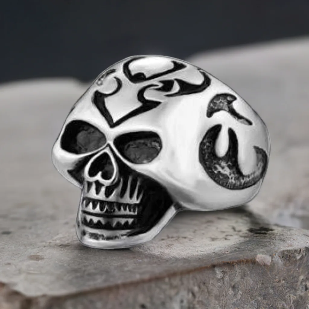 R137 Stainless Steel Big Head Skull Biker Ring