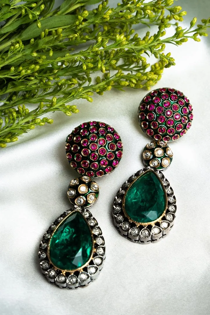 Rani Redwood Emerald Dangles