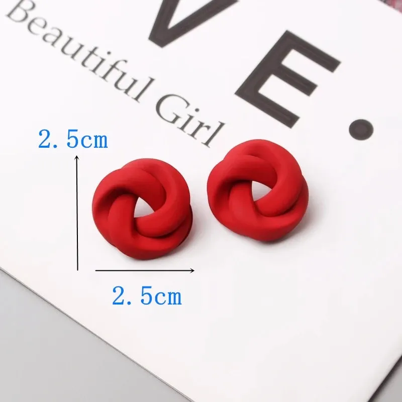 Red Color Hang Earrings for Women Summer Korean Flower Heart Leaf Metal Ear Wedding Party Jewelry Valentine's Day Girl Gift