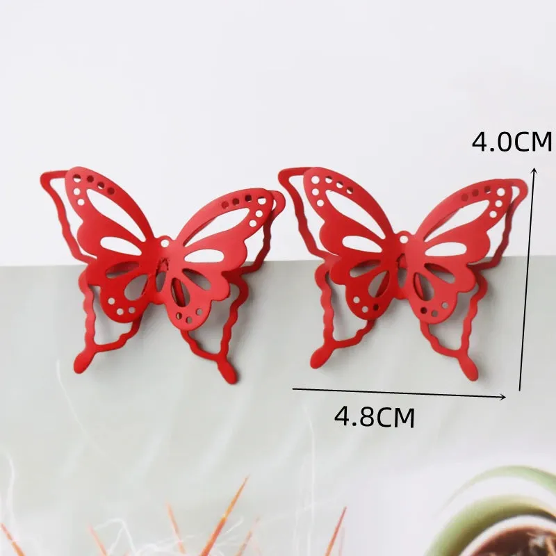 Red Color Hang Earrings for Women Summer Korean Flower Heart Leaf Metal Ear Wedding Party Jewelry Valentine's Day Girl Gift