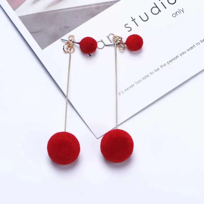 Red Color Hang Earrings for Women Summer Korean Flower Heart Leaf Metal Ear Wedding Party Jewelry Valentine's Day Girl Gift