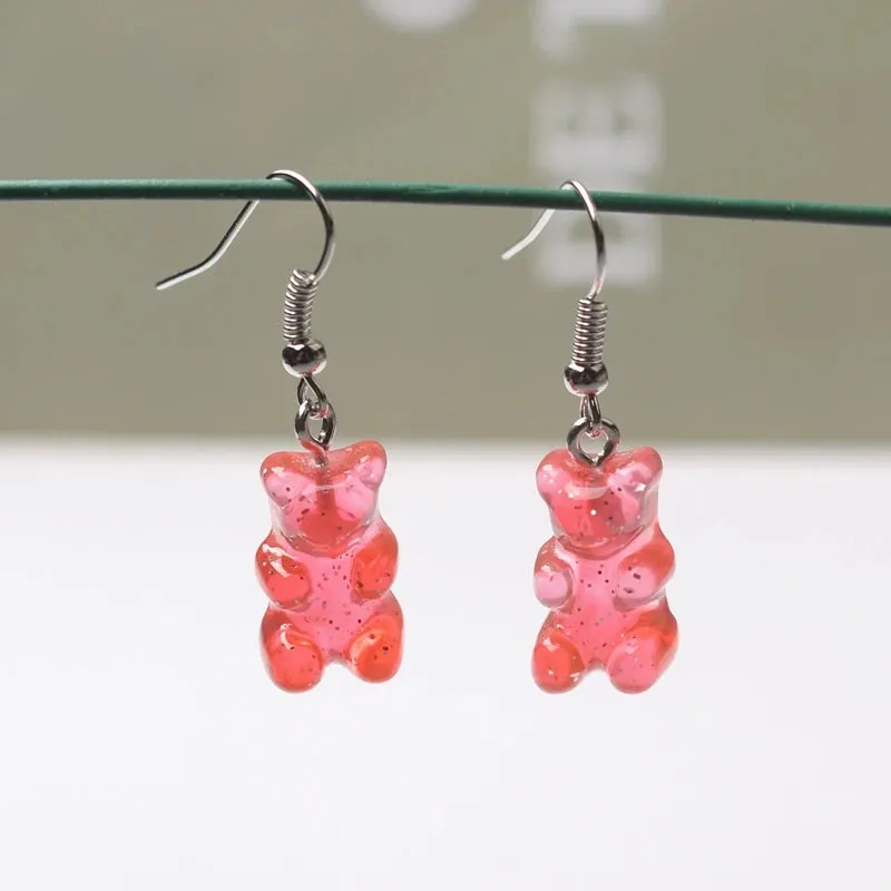 Red Color Hang Earrings for Women Summer Korean Flower Heart Leaf Metal Ear Wedding Party Jewelry Valentine's Day Girl Gift