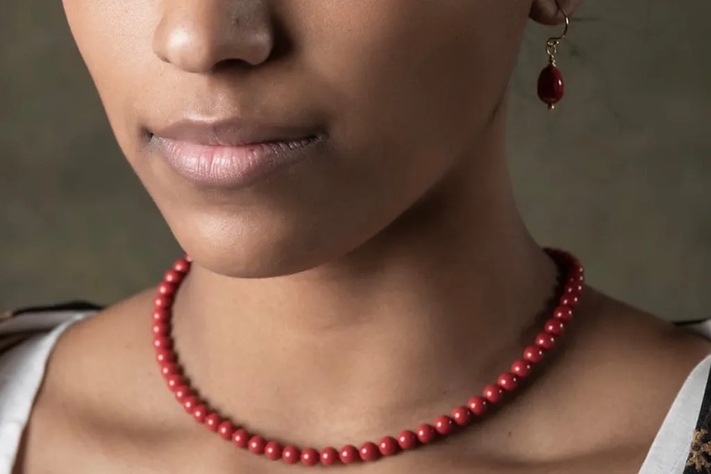 Red Coral Drop Earrings