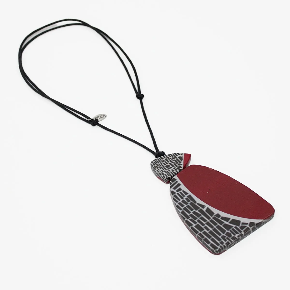 Red Geometric Decoupage Oakley Pendant