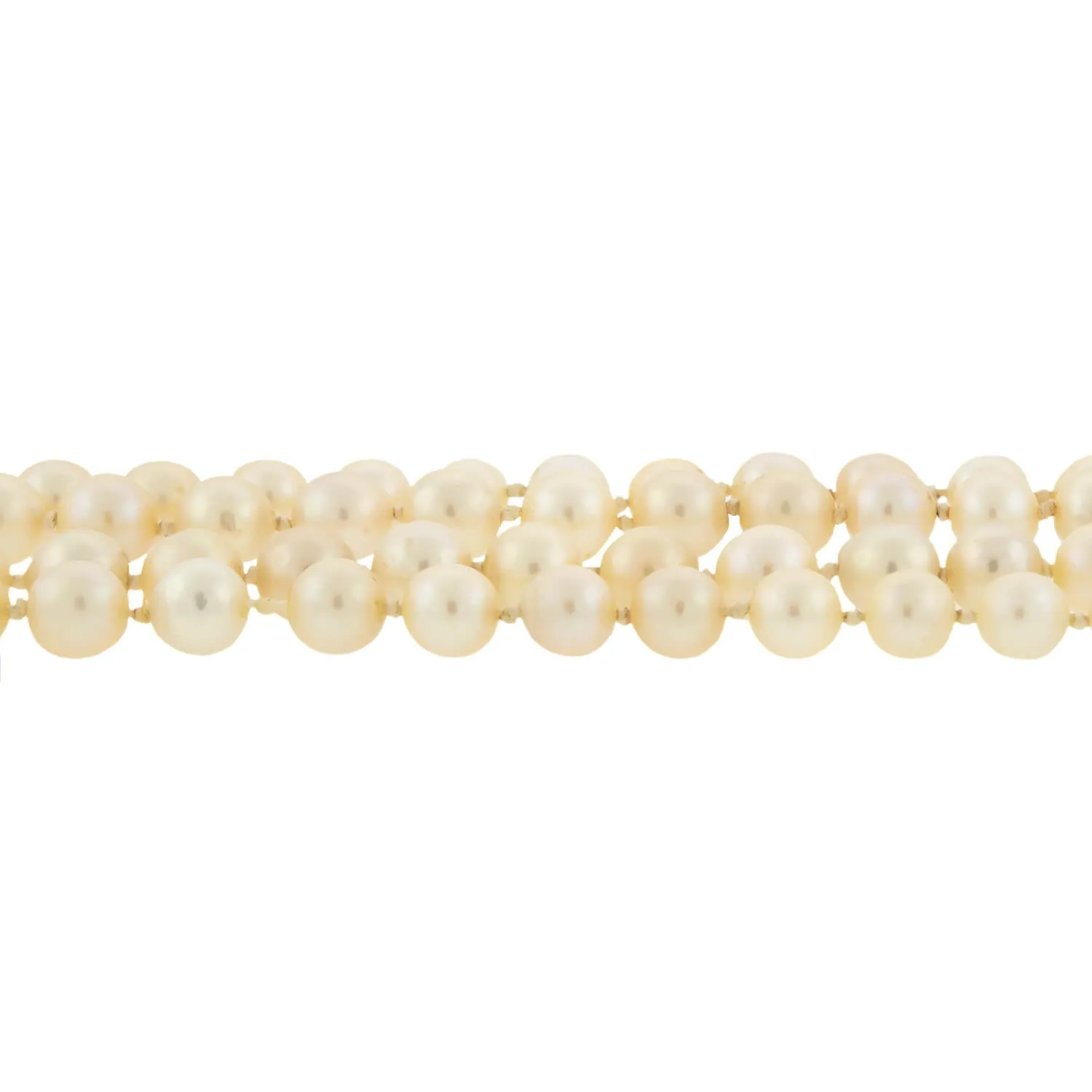 Retro Double Strand Pearl Necklace & 14k Diamond Clasp