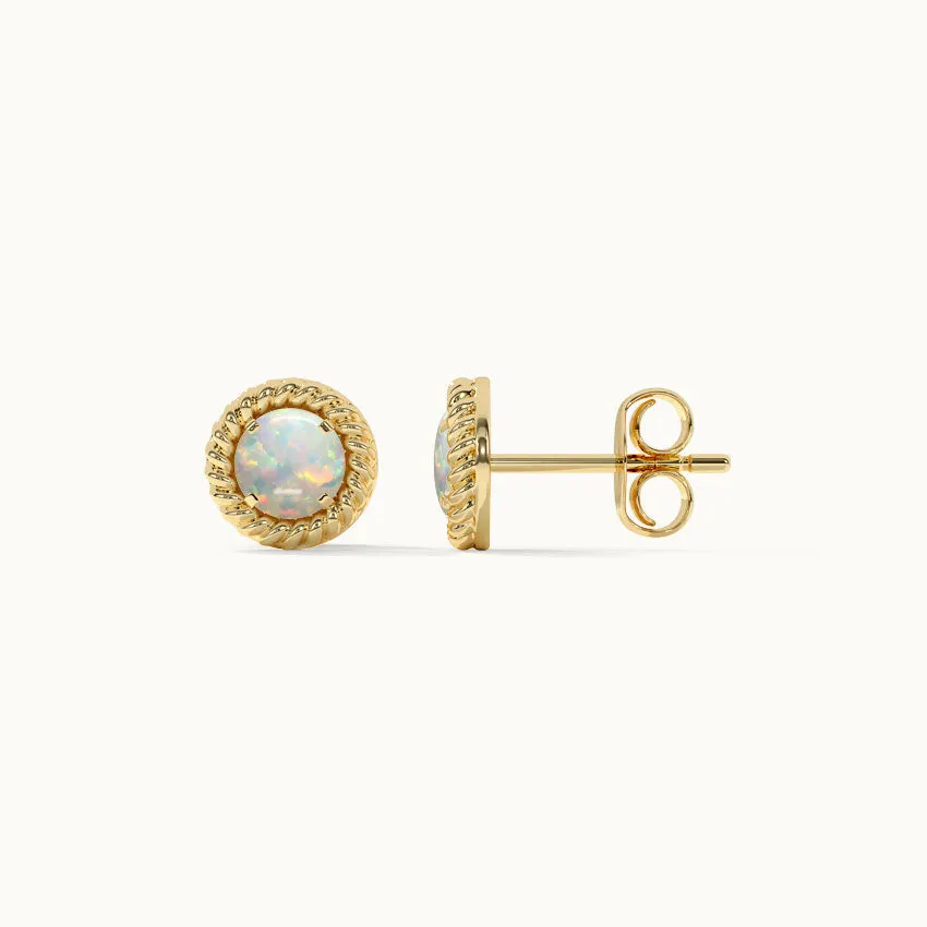 Rope Round Opal Earrings