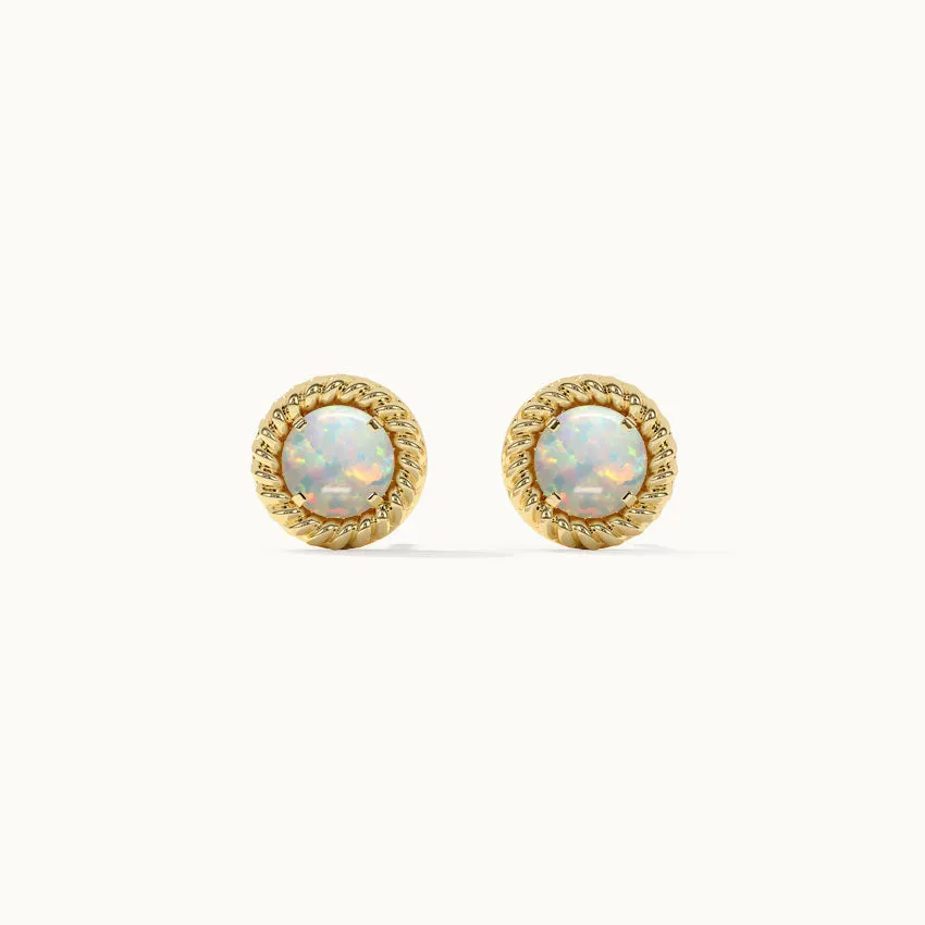 Rope Round Opal Earrings