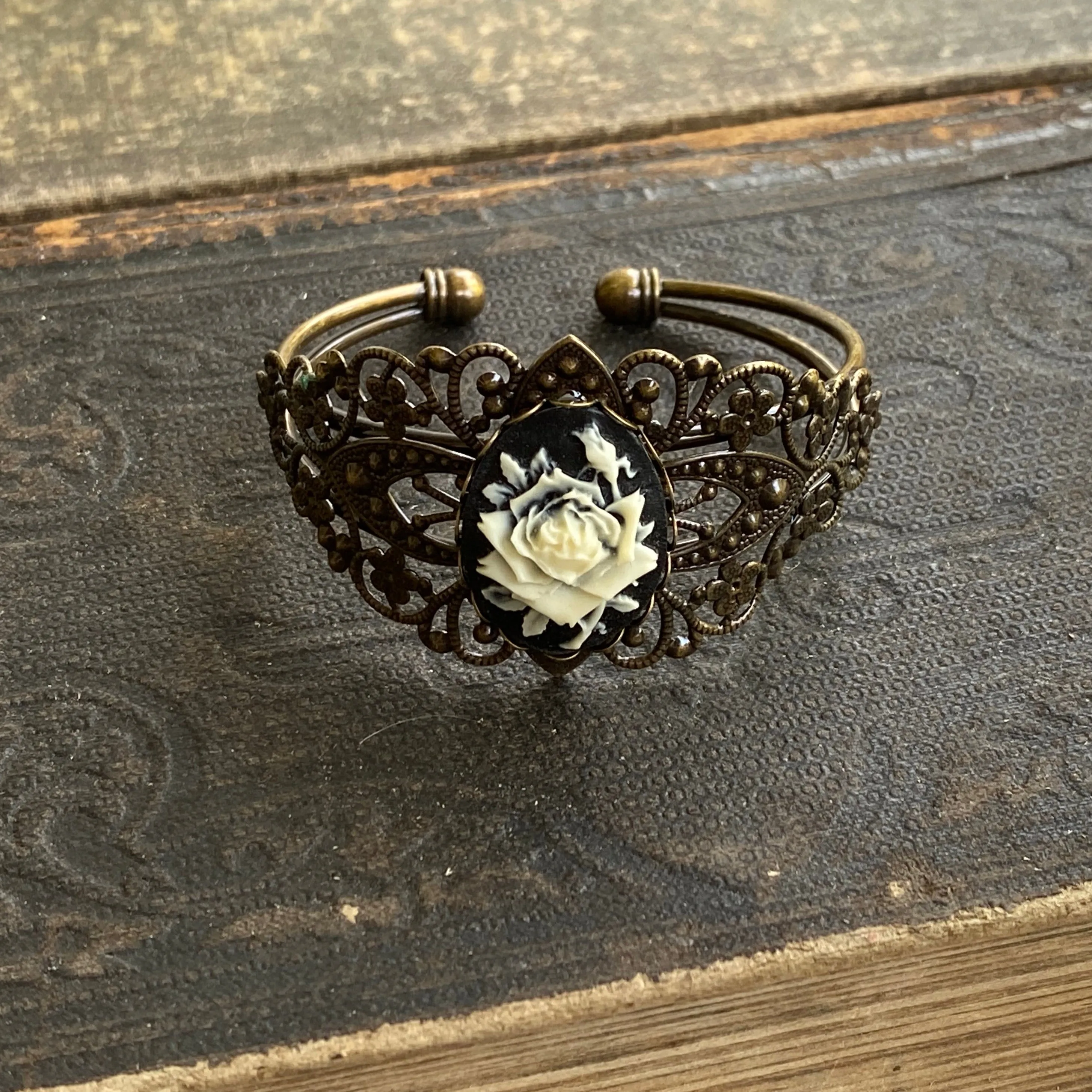 Rose Cameo Cuff Bracelet- Choose a Color