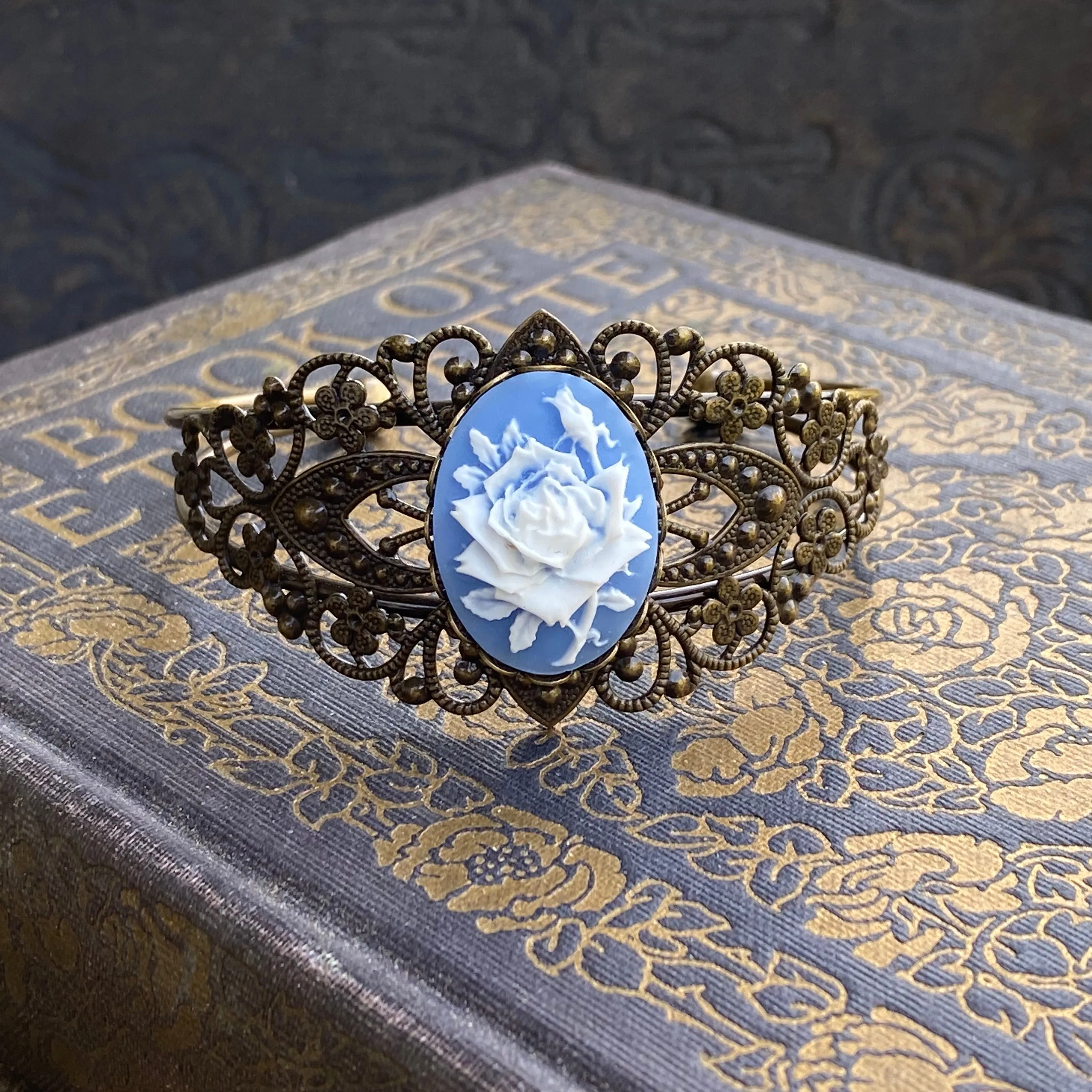 Rose Cameo Cuff Bracelet- Choose a Color