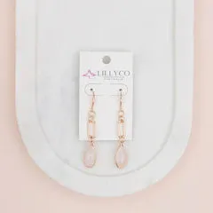 Rose Gold Link White Quartz Earring**