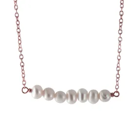 Rosy Pearl Bar Pendant Necklace