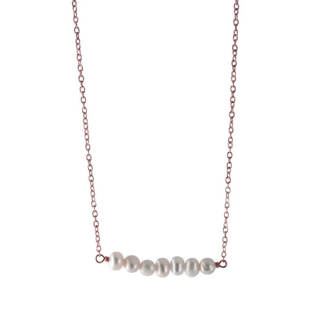 Rosy Pearl Bar Pendant Necklace