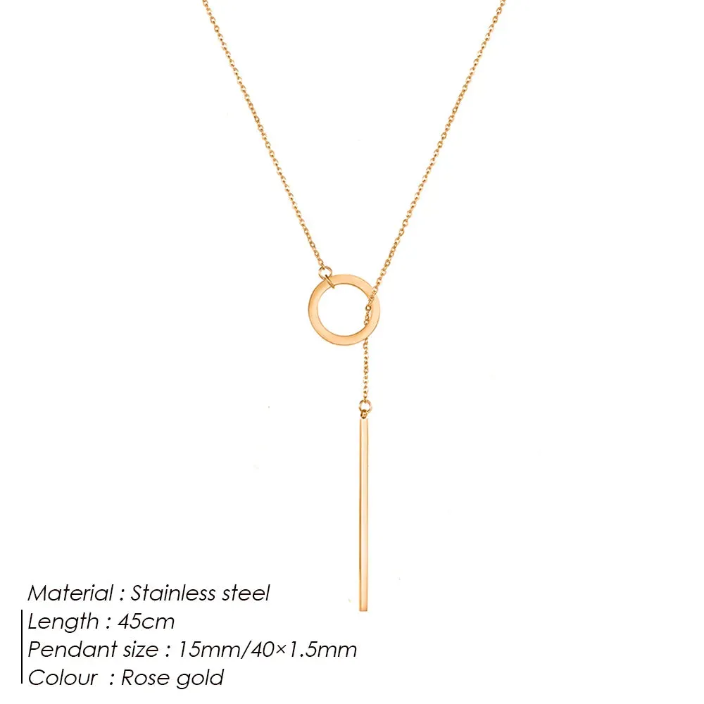 Round Stick Pendant Necklace for Women Long Chain*