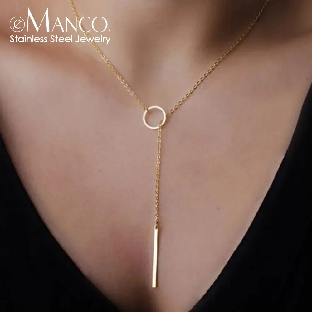 Round Stick Pendant Necklace for Women Long Chain*