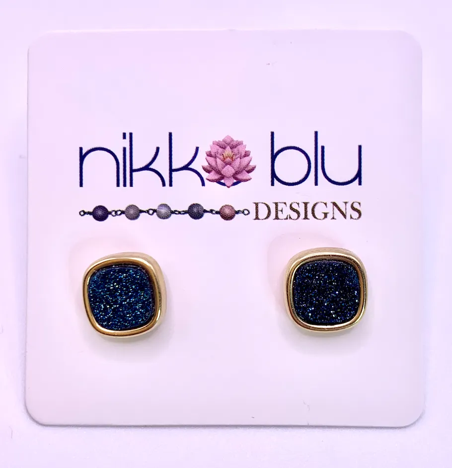 Royal Blue Brazil Druzy Earrings