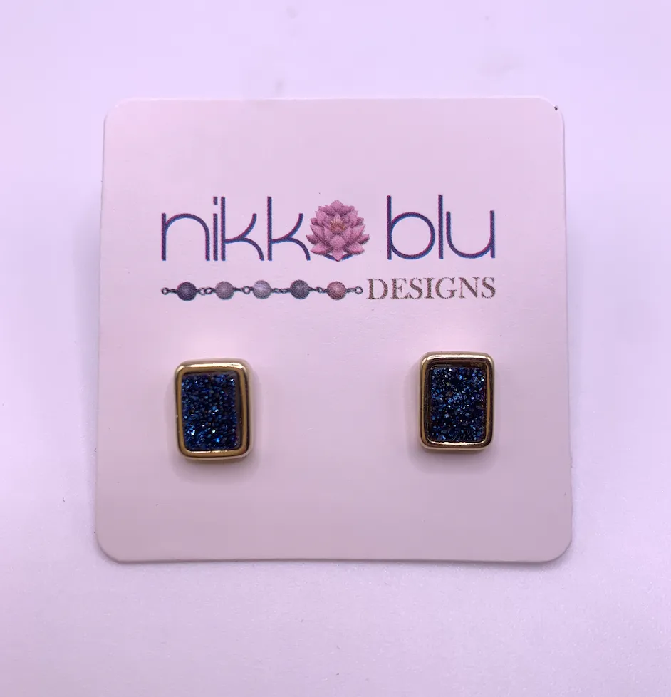 Royal Blue Brazil Druzy Earrings