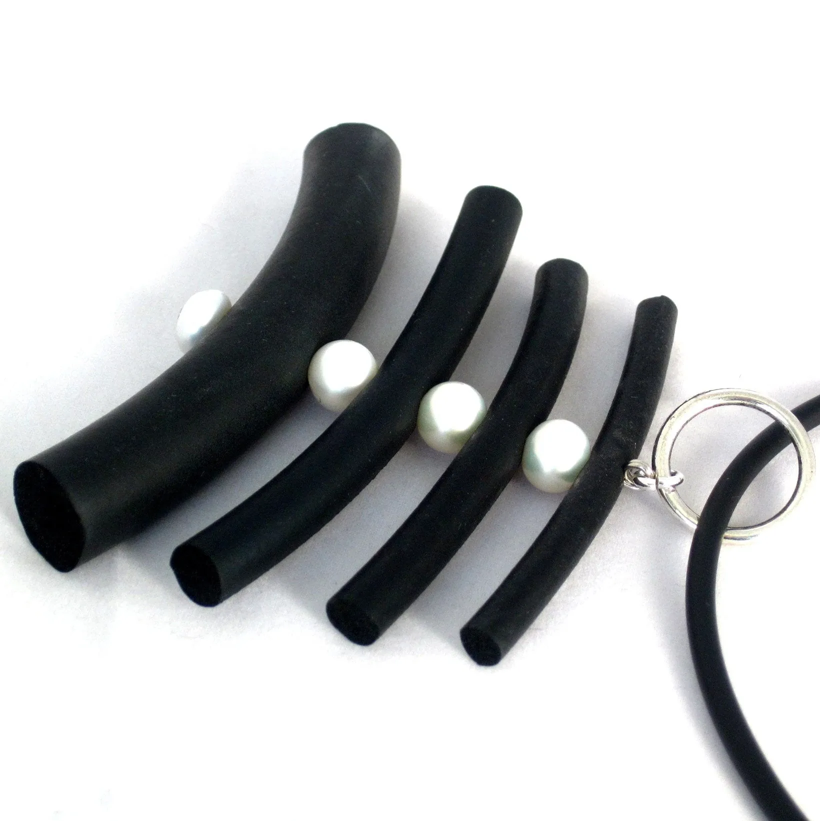 rubber and pearl pendant