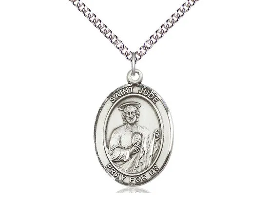 Saint Jude Silver Pendant With Silver Chain Religious